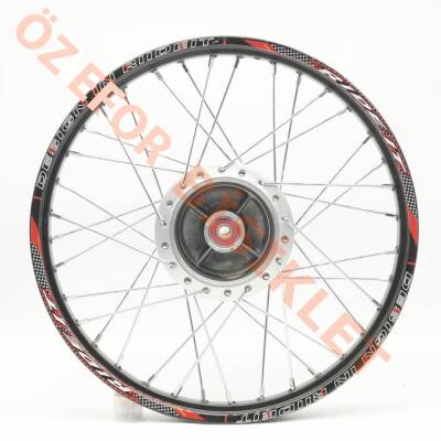 1.20 x 17 TELLİ JANT KOMPLE ÖN [KAMPANA FREN MODELİ] [SİYAH JANT - GRİ GÖBEK - KROM TEL] CG - 1