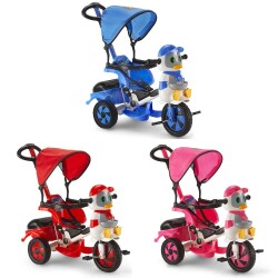 BABY POUFİ 3 TEKERLEKLİ PENGUEN LÜX KIRMIZI - MAVİ - PEMBE [ YERLİ ] - 