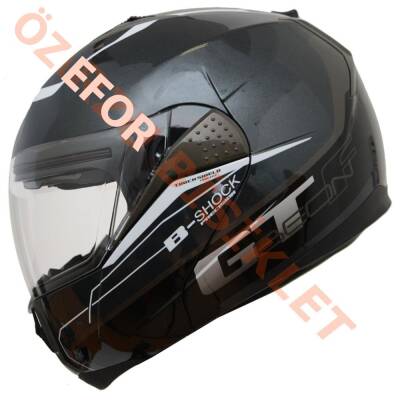 BEON- ÇENE AÇILIR VİZÖRLÜ KASK [B700] [GRİ-SİYAH] [B-SHOCK] [XXL] - 1