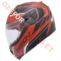 BEON- ÇENE AÇILIR VİZÖRLÜ KASK [B700] [KIRMIZI - SİYAH] [AIR TEK] [L] - BEON