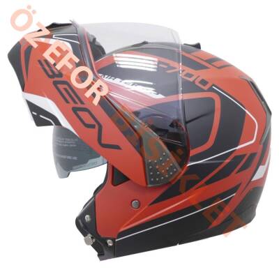 BEON- ÇENE AÇILIR VİZÖRLÜ KASK [B700] [KIRMIZI - SİYAH] [AIR TEK] [XXL] - 1