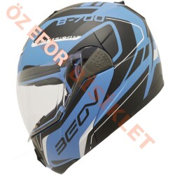 BEON- ÇENE AÇILIR VİZÖRLÜ KASK [B700] [MAVİ - SİYAH] [AIR TEK] [S] - BEON
