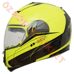 BEON- ÇENE AÇILIR VİZÖRLÜ KASK [B700] [NEON SARI] [B-SHOCK] [L] - BEON