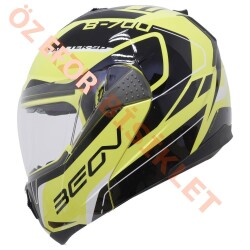 BEON- ÇENE AÇILIR VİZÖRLÜ KASK [B700] [SARI-SİYAH] [AIR TEK] [M] - BEON