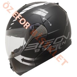 BEON- ÇENE AÇILIR VİZÖRLÜ KASK [B700] [SİYAH - BEYAZ] [VERTİGO] [XL] - 