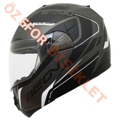 BEON- ÇENE AÇILIR VİZÖRLÜ KASK [B700] [SİYAH - GRİ - BEYAZ] [AIR TEK] [L] - BEON