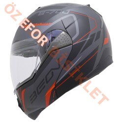 BEON- ÇENE AÇILIR VİZÖRLÜ KASK [B700] [SİYAH - KIRMIZI] [AIR TEK] [XL] - 