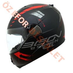 BEON- ÇENE AÇILIR VİZÖRLÜ KASK [B700] [SİYAH - KIRMIZI] [VERTİGO] [L] - BEON