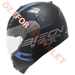 BEON- ÇENE AÇILIR VİZÖRLÜ KASK [B700] [SİYAH - MAVİ] [VERTİGO] [M] - BEON
