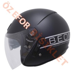 BEON-ÇENESİZ VİZÖRLÜ YAZLIK KASK [B217] [MAT SİYAH - GRİ] [S] - BEON