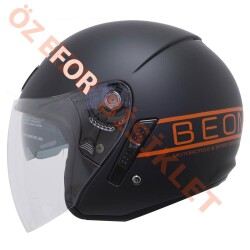 BEON-ÇENESİZ VİZÖRLÜ YAZLIK KASK [B217] [MAT SİYAH - TURUNCU] [XL] - BEON