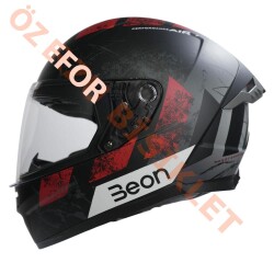 BEON- KAPALI KASK [FULL FACE] [B507] [SİYAH-KIRMIZI-GRİ] [M] - BEON