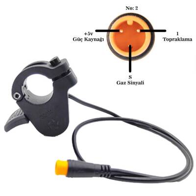 Gaz Kolu E-Bike Uyumlu 3 Pimli 23 cm Kablo No:2 - 1