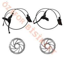 HİDROLİK FREN SETİ ÖN - ARKA - E-BİKE [FREN MÜŞÜR KESİCİLİ - ROTOR 160 KABLO 100-180 CM] - 