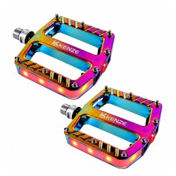IŞIKLI CNC ALUMİNYUM MTB PEDAL - OIL SLICK - DU RULMANLI - CR-MO MİL - 111X103X29mm - 540 GRAM - 