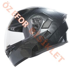 KC-ÇENE AÇILIR VİZÖRLÜ KASK [KC902] [KARBON] [M] E BELGELİ - 