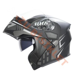 KC-ÇENE AÇILIR VİZÖRLÜ KASK [KC902] MAT SİYAH -GRİ [S] E BELGELİ - 