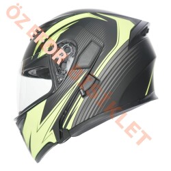 KC-ÇENE AÇILIR VİZÖRLÜ KASK [KC902] [SARI - SİYAH] [XL] E BELGELİ - 