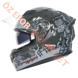 KC-KAPALI VİZÖRLÜ KASK [KC316-1] FRANKENSTEIN'S MONSTER [L] E BELGELİ - 
