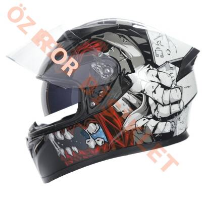 KC-KAPALI VİZÖRLÜ KASK [KC316-1] KURU KAFA [XL] E BELGELİ - 1