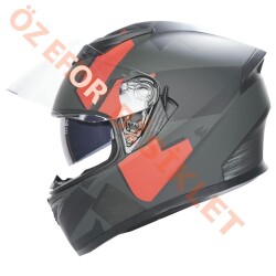 KC-KAPALI VİZÖRLÜ KASK [KC316-1] MAT SİYAH - KIRMIZI [S] E BELGELİ - 