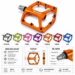 MTB CNC 6061 ALUMİNYUM PEDAL - CR-MO MİL - DU+MİL - 112x100x19mm - 318 Gram - 