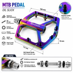MTB CNC ALÜMİNYUM PLATFORM PEDAL - CR-MO MİL - DU+RULMAN - OİL SLİCK - (1)