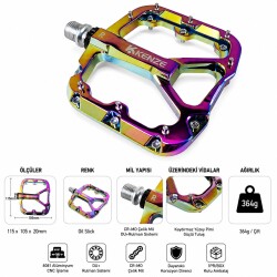MTB PEDAL, 6061 ALUMINIUM,CNC,, DU+BEARING, 115X105X20MM, 364G/PRS, 1PR/BOX, OIL SLICK - 