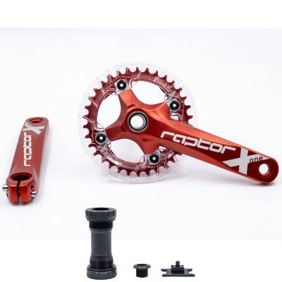 RAPTOR HOLLOWTECH MUHAFAZALI TEKLİ AYNAKOL 34T - 170MM ( GÖBEK DAHİL ) KIRMIZI - 1