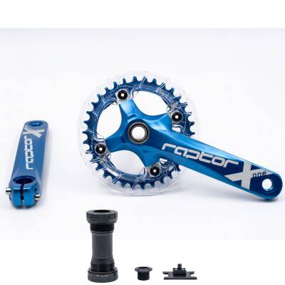 RAPTOR HOLLOWTECH MUHAFAZALI TEKLİ AYNAKOL 34T - 170MM ( GÖBEK DAHİL ) MAVİ - 1