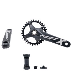 RAPTOR HOLLOWTECH TEKLİ AYNAKOL 32T - 170MM ( GÖBEK DAHİL ) SİYAH - RAPTOR