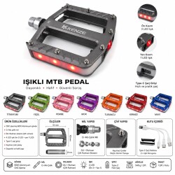 ŞARJLI IŞIKLI CNC ALUMİNYUM CNC PEDAL - DU+MİL - 111x103x29mm 540 Gram - 
