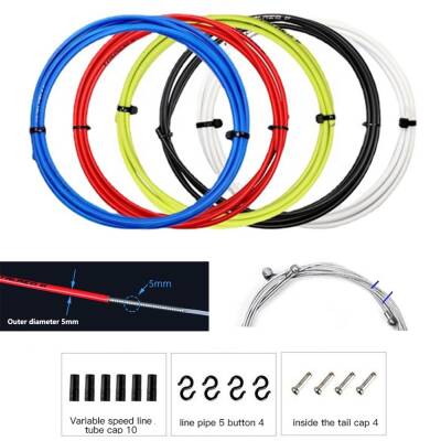 TRLREQ FREN TEL KABLO SETİ MTB ROAD 5MM - 2 Metre Kablo / 2 x MTB-ROAD Tel / 6 x Kapsül / 4 x Kanca / 4 x Tel Ucu - 2