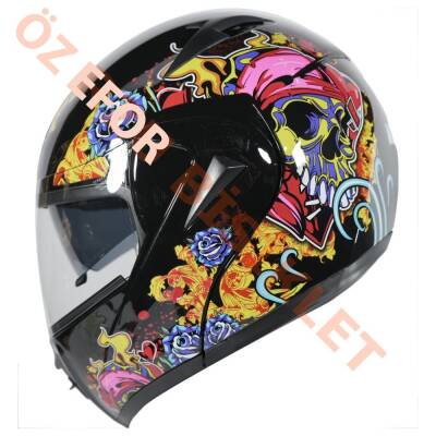 VRT - ÇENE AÇILIR VİZÖRLÜ KASK [MB808] [KURU KAFA - ATEŞ] [XL] - 2