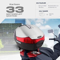 WOGEN 33 LİTRE BASİC MOTOSİKLET ÇANTASI - BEYAZ KARBON - 1401 021 - 1