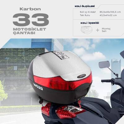 WOGEN 33 LİTRE BASİC MOTOSİKLET ÇANTASI - BEYAZ KARBON - 1401 021 - 1