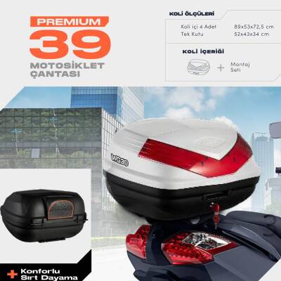 WOGEN 39 LİTRE PREMİUM SIRT DAYAMALI MOTOSİKLET ÇANTASI - BEYAZ - 1