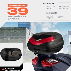 WOGEN 39 LİTRE PREMİUM SIRT DAYAMALI MOTOSİKLET ÇANTASI - SİYAH 1407 001 - WOGEN