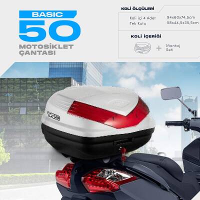 WOGEN 50 LİTRE BASİC MOTOSİKLET ÇANTASI - BEYAZ - 1406 006 - 1