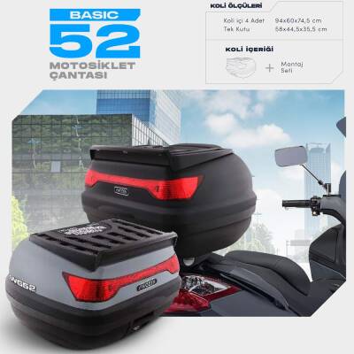 WOGEN 52 LİTRE BASİC MOTOSİKLET ÇANTASI - NARDO GRİ - 1402 005 - 1