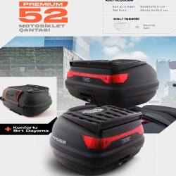 WOGEN 52 LİTRE PREMİUM SIRT DAYAMALI MOTOSİKLET ÇANTASI - SİYAH - 1402 003 - 1