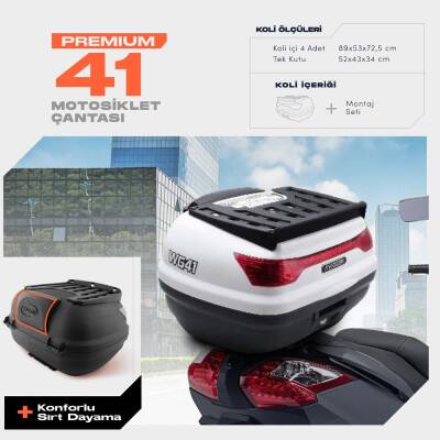 WOGEN 41 LİTRE PREMİUM SIRT DAYAMALI MOTOSİKLET ÇANTASI - BEYAZ - 1405 005 - 1