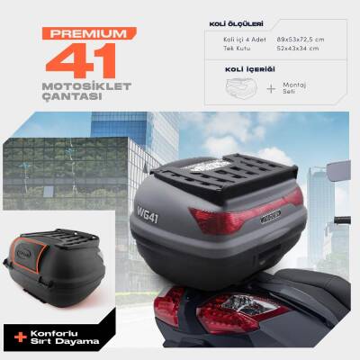 WOGEN 41 LİTRE PREMİUM SIRT DAYAMALI MOTOSİKLET ÇANTASI - NARDO GRİ - 1405 006 - 1
