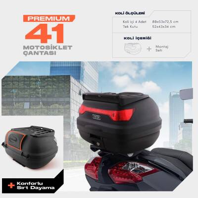 WOGEN 41 LİTRE PREMİUM SIRT DAYAMALI MOTOSİKLET ÇANTASI - SİYAH - 1405 004 - 1